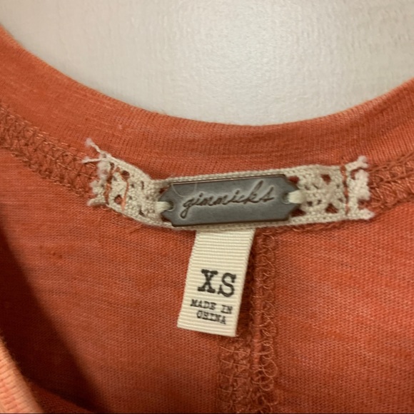 Gimmicks Washed Slub Top Linen Boho Lace XS - Picture 6 of 9